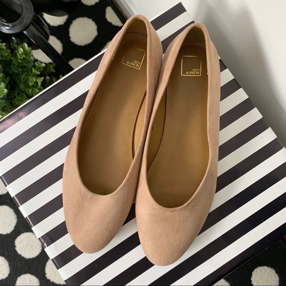 14th & Union Faux Suede Tan Nude Casual Flat Shoes